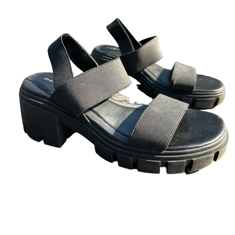 MADDEN GIRL Women's Black Chunky Lug-Sole Y2K Platform Sandals Shoes Size 8.5 - Picture 1 of 6